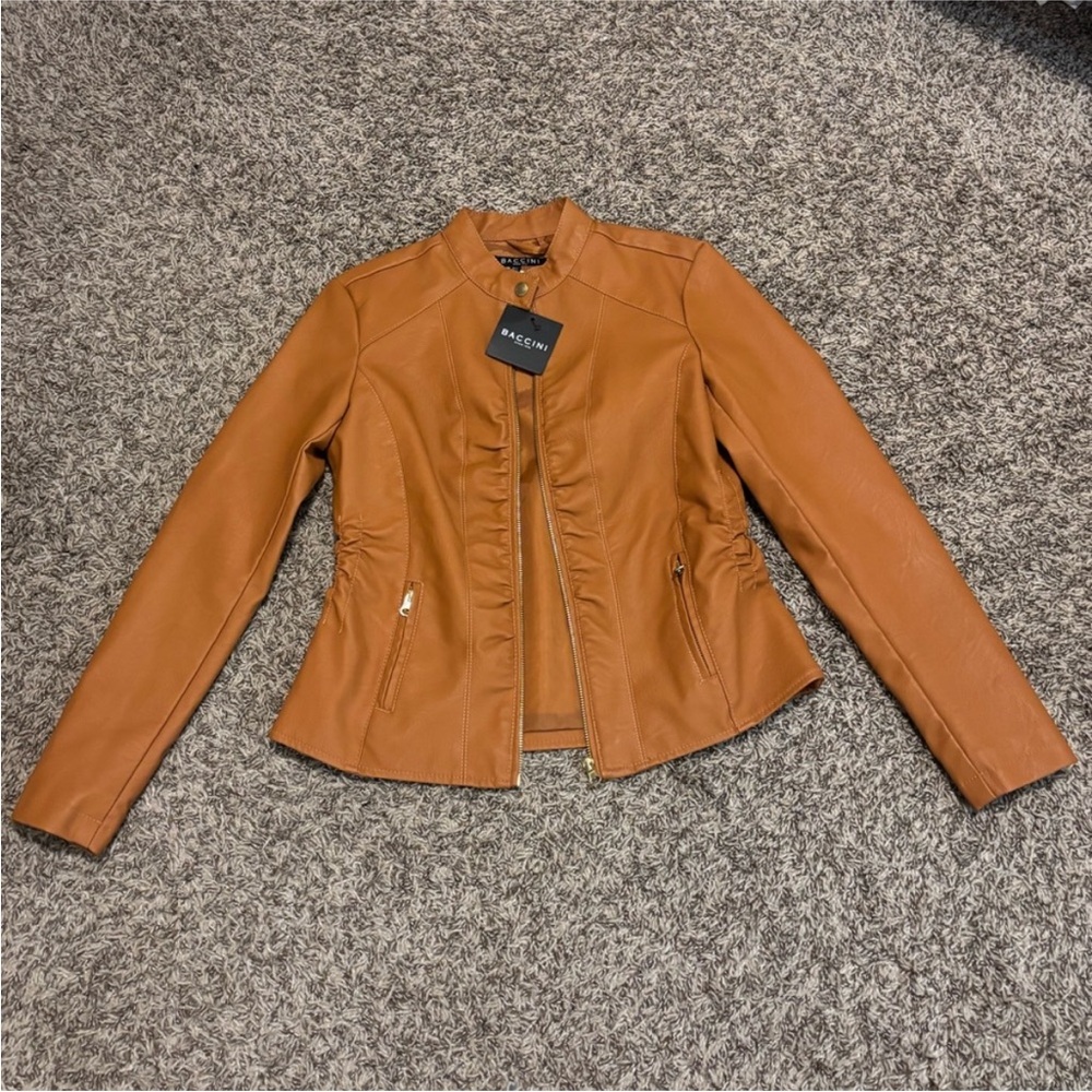 SOLD. Baccini Tan Leather Jacket